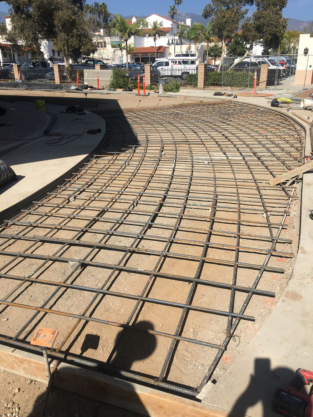 driveway center section reinforced with rebar