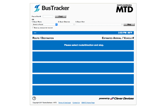 Bus tracker example display imge