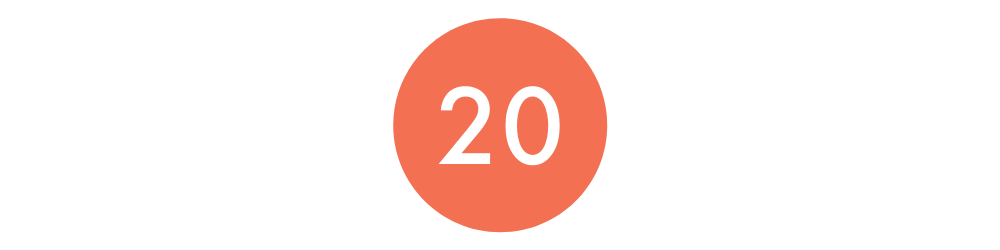 Un círculo de color salmón dice "20" para indicar la línea de autobús 20.