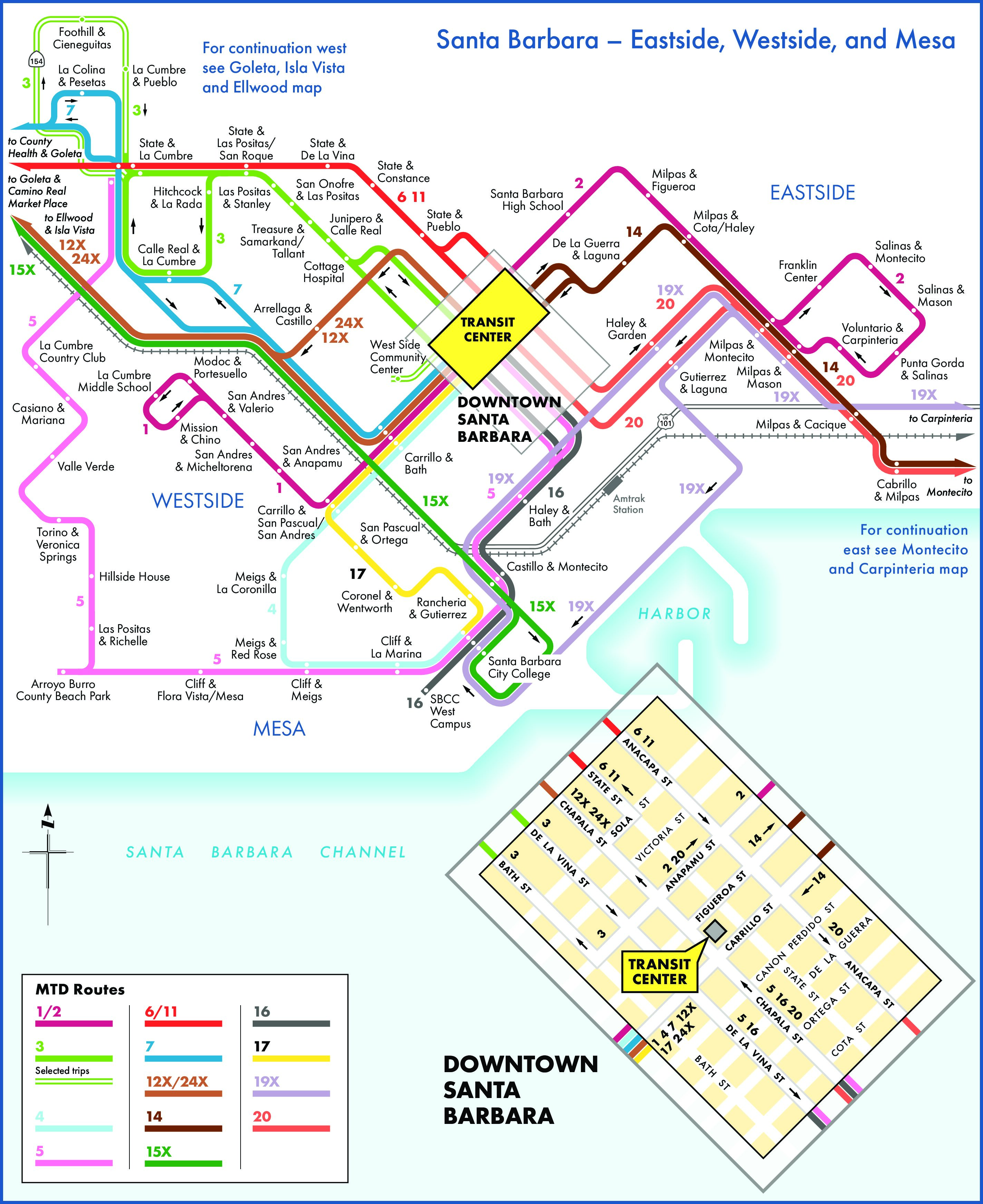 Mtd System Map 2023 Santa Barbara Santa Barbara Mtd