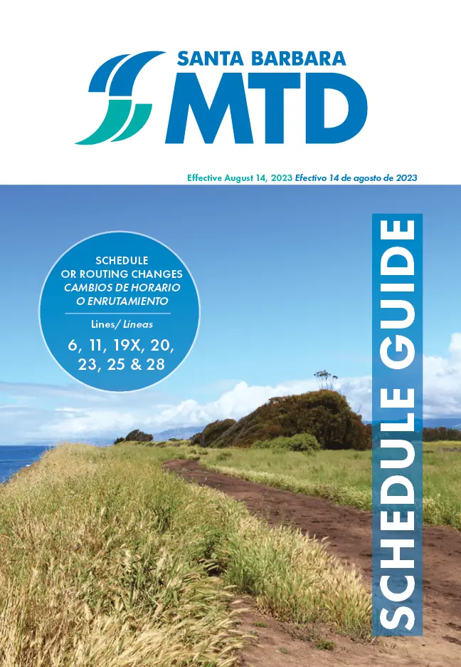 Schedule Guide Front Cover August 2023 – Santa Barbara MTD