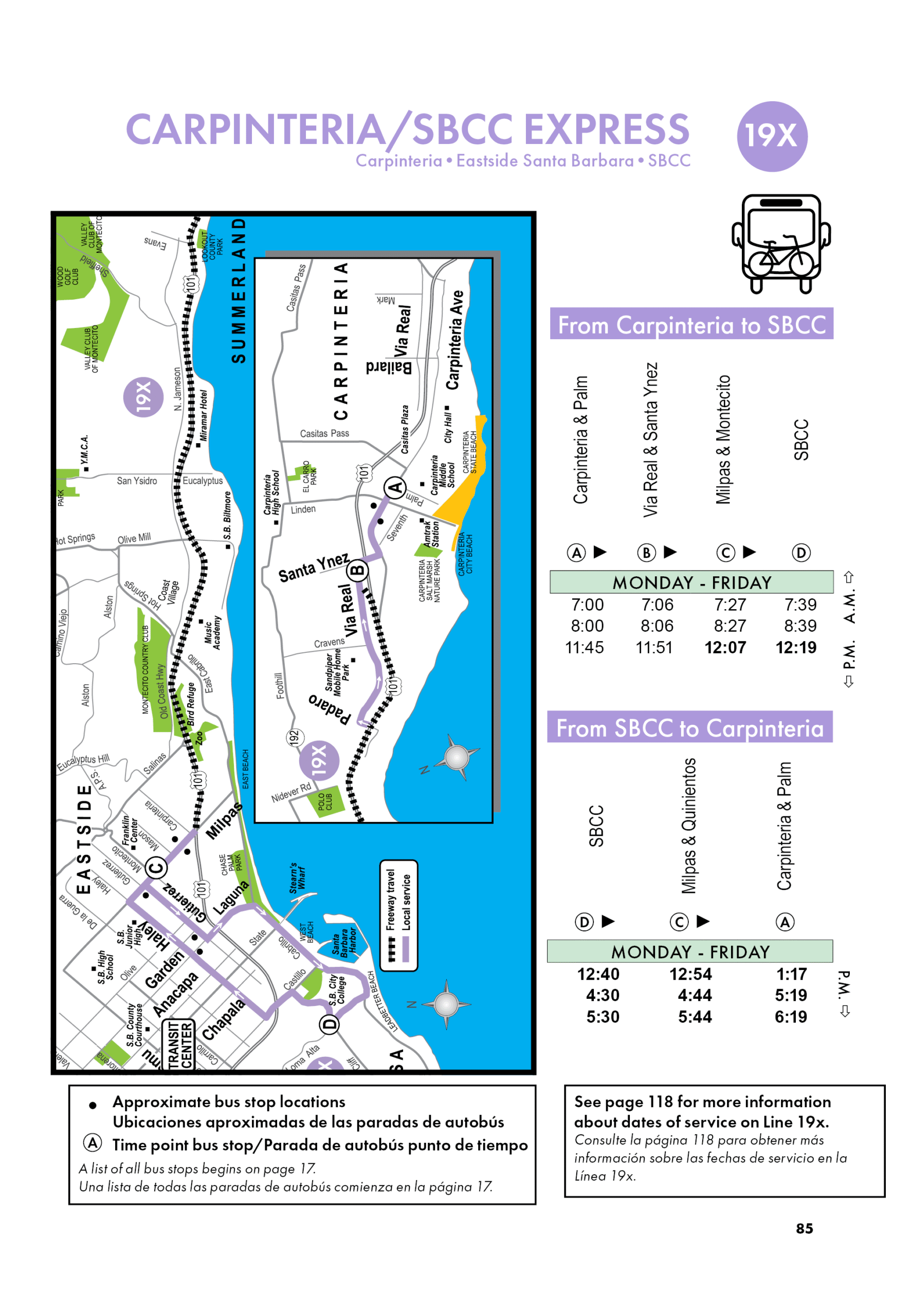 Route 19x Map and Schedule