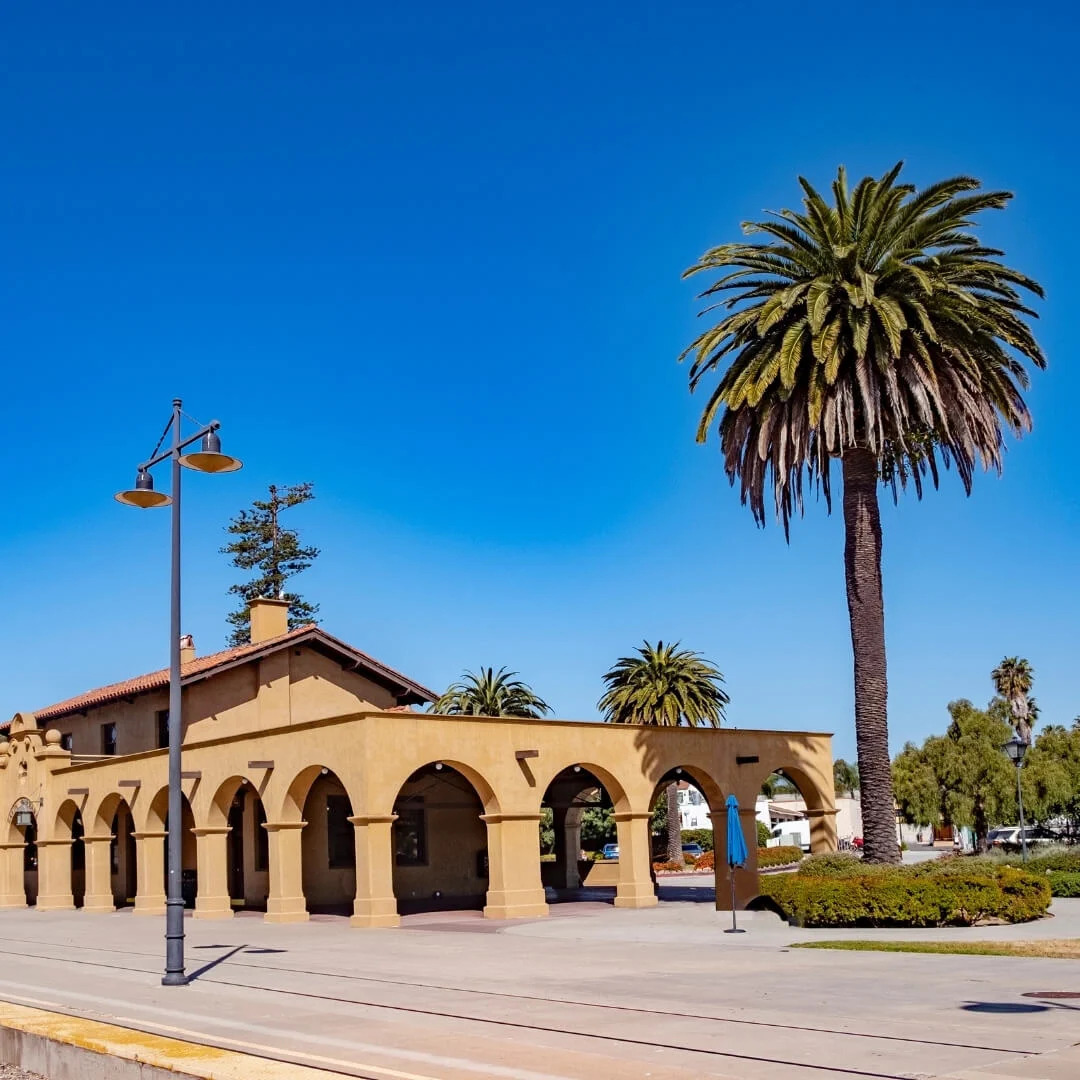 A photo of the Santa Barbara Amtrak station on a sunny day.
Credit: amtrak.com