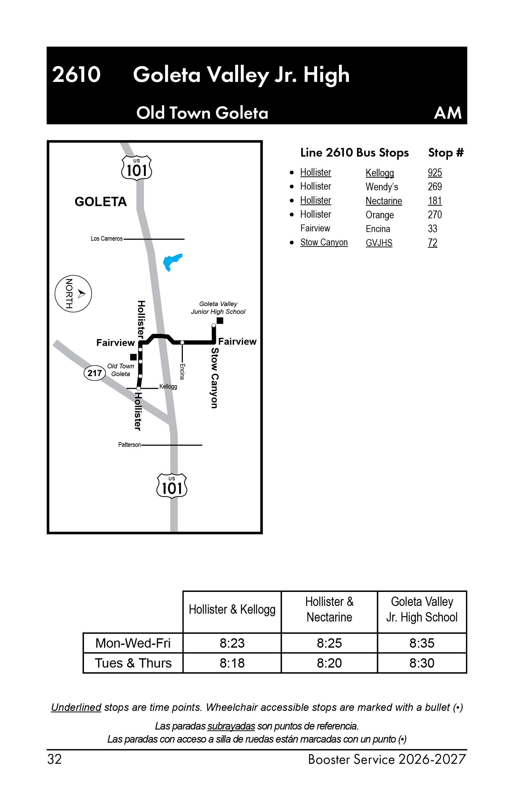 A photo of map & schedule for 2610am booster.